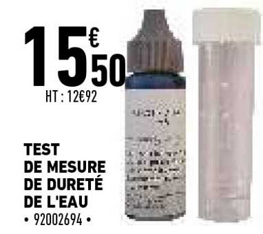 test de mesure de dureté de l'eau