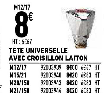 tête universelle avec croisillon laiton