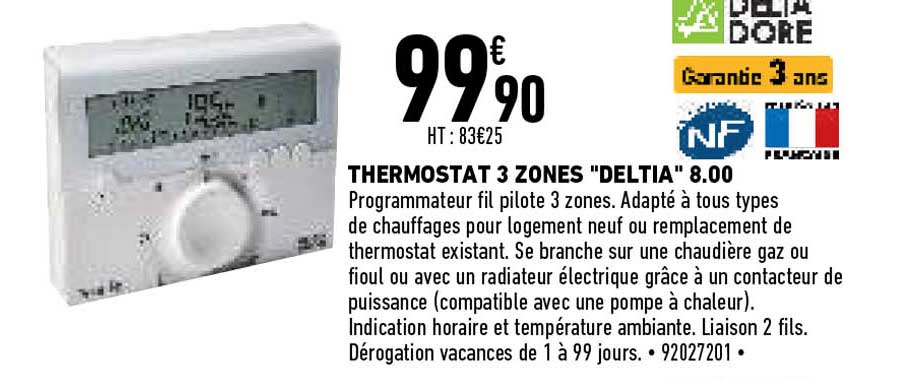 thermostat 3 zones "deltia" 8.00