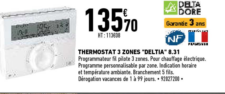 thermostat 3 zones "deltia" 8.31