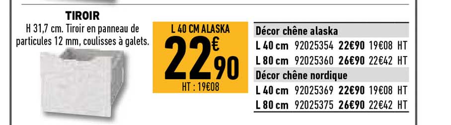 tiroir décor chêne alaska, décor chêne nordique