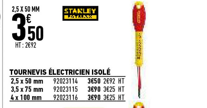 tournevis électricien isolé stanley fatmax