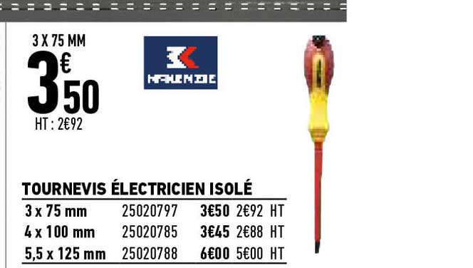 tournevis électricien isolé