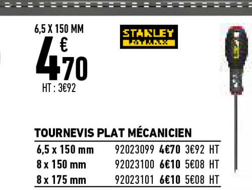tournevis plat mécanicien stanley fatmax