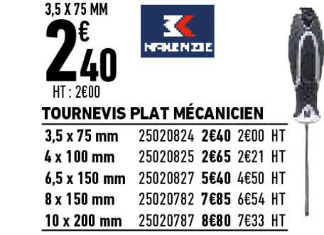 tournevis plat mécanicien