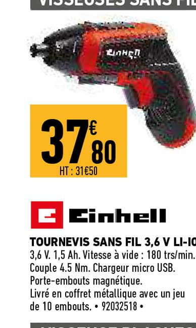 tournevis sans fil 3.6 v li-ion einhell