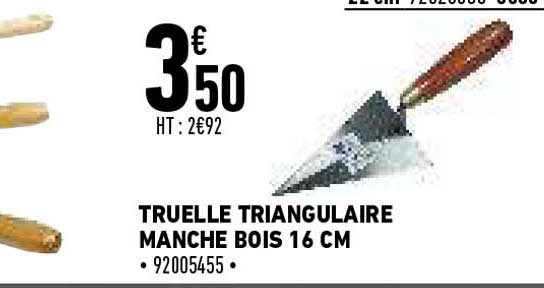 truelle triangulaire manche bois 16 cm