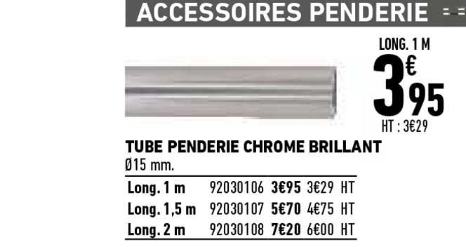 tube penderie chromé brillant