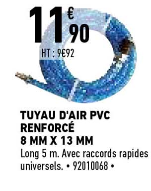 tuyau d'air pvc renforcé 8 mm x 13 mm
