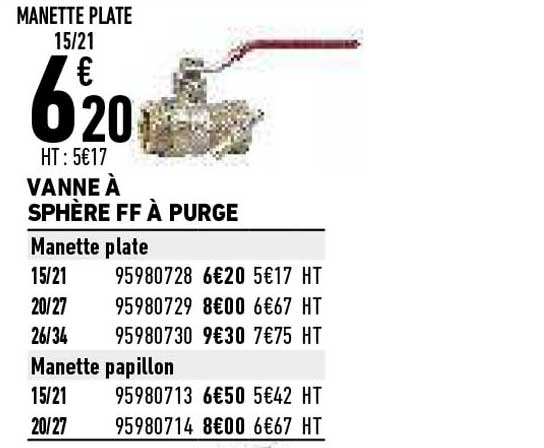 vanne à sphère ff à purge