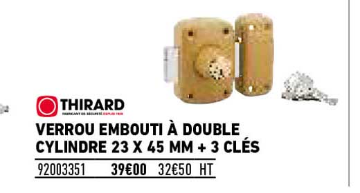 verou embouti à double cylindre 23 x 45 mm + 3 clés