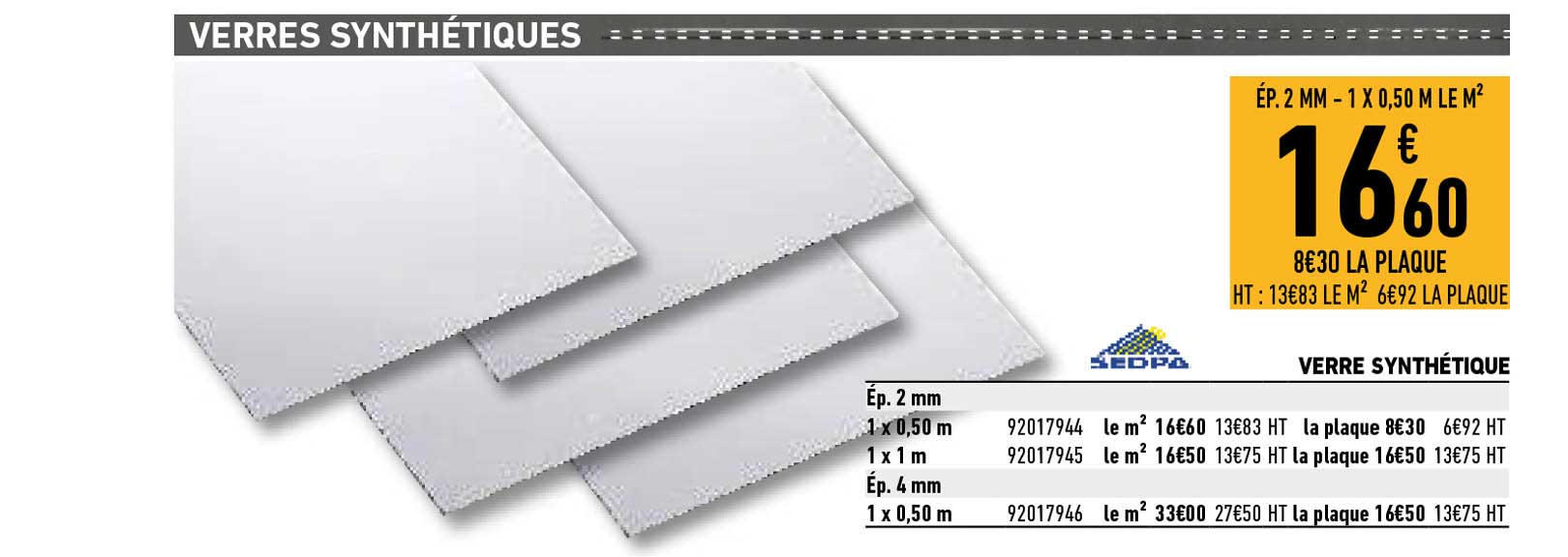 verres synthétiques