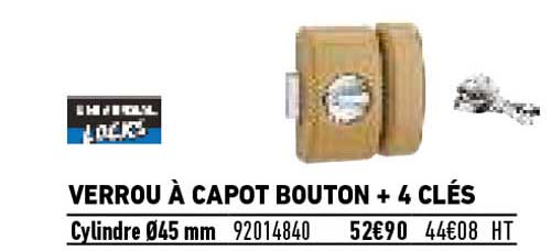 verrou à capot bouton + 4 clés