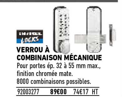 verrou à combinaison mécanique