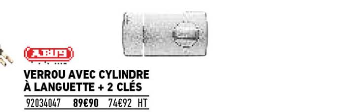 verrou avec cylindre à languette + 2 clés abus