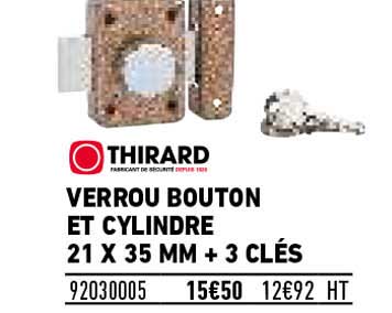 verrou bouton et cylindre 21 x 35 mm + 3 clés