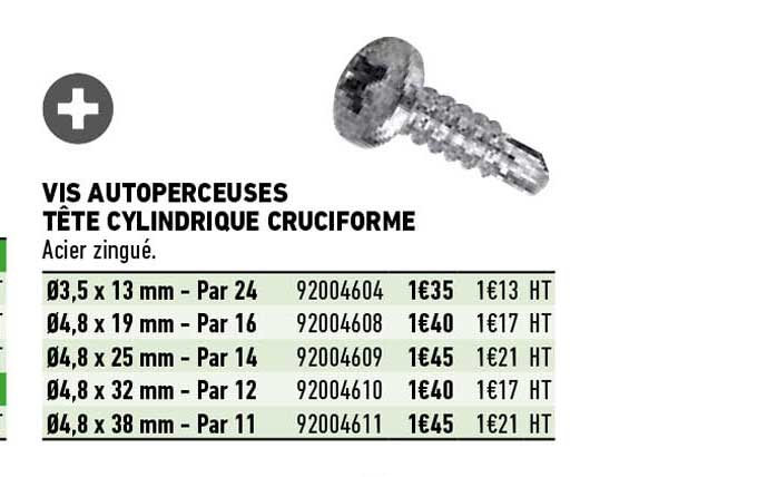 vis autoperceuses tête cylindrique cruciforme