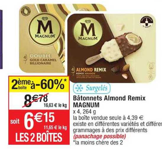 bâtonnets almond remix magnum