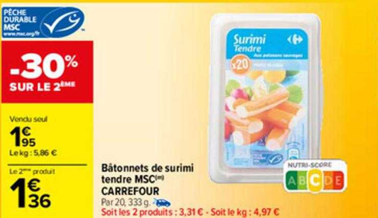 Bâtonnets De Surimi Tendre Msc Carrefour