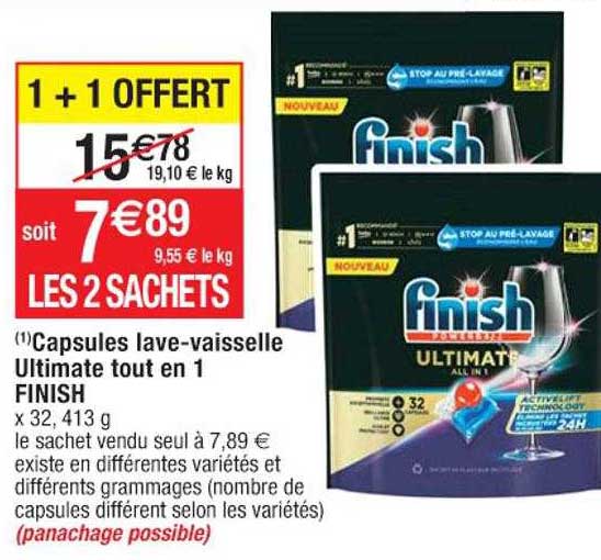 capsules lave-vaisselle ultimate tout en 1 finish