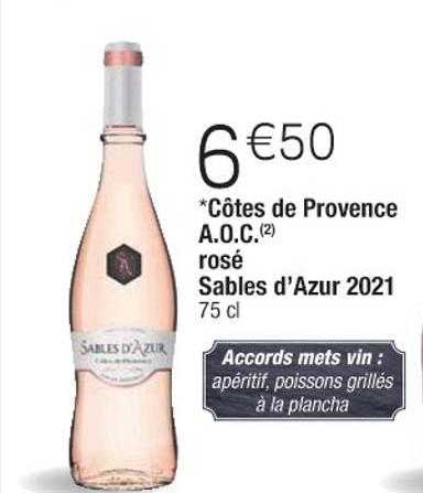 *côtes de provence a.o.c. rosé sables d'azur 2021