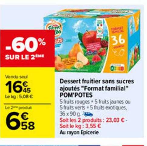 dessert fruitier sans sucres ajoutés "format familial" pom'potes