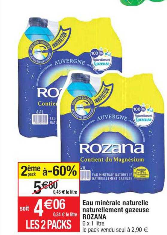 eau minérale naturelle naturellement gazeuse rozana