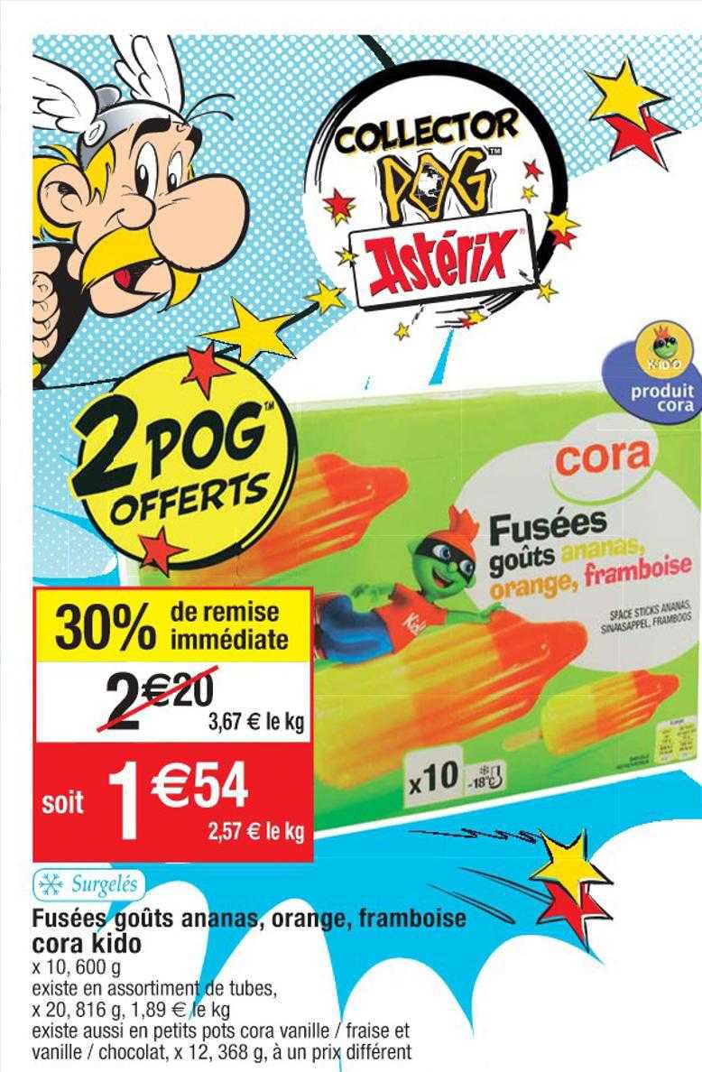 fusées goûts ananas, orange, framboise cora kido