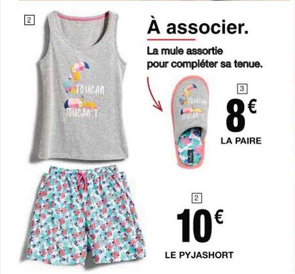 mule assortie, pyjashort