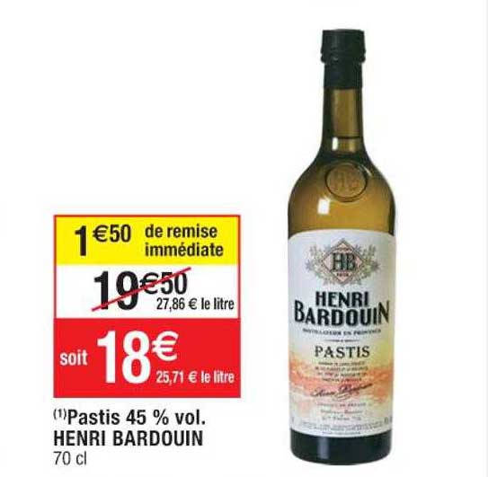 pastis 45% vol. henri bardouin