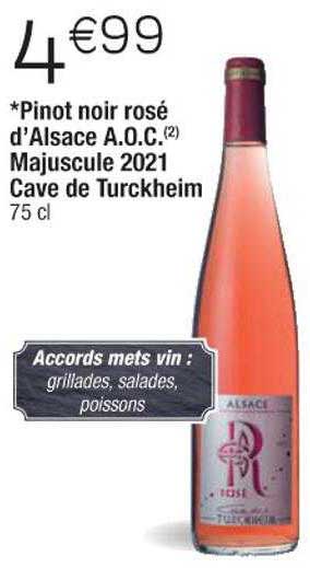 *pinot noir rosé d'alsace a.o.c. majuscule 2021 cave de turckheim