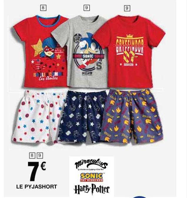 pyjashort miraculous, sonic, harry potter