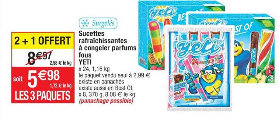 Sucettes Rafraîchissantes à Congeler Parfums Fous Yeti