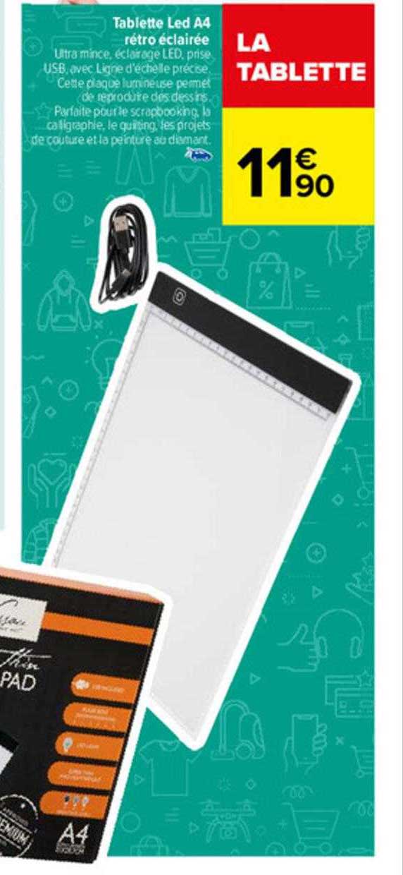 tablette led a4 rétro éclairée
