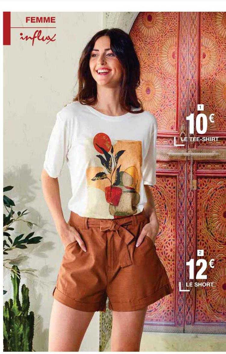 tee-shirt, short femme influx