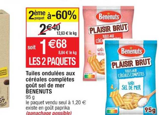 tuiles ondulées aux céréales complètes goût sel de mer benenuts