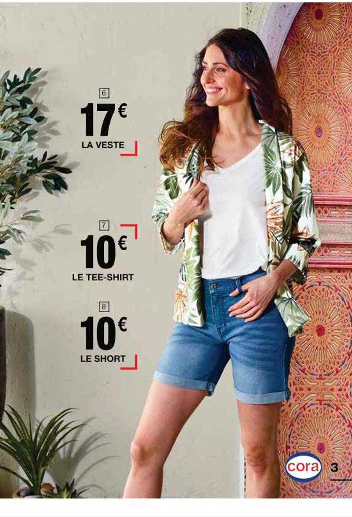 veste, tee-shirt, short cora