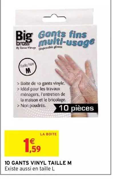 10 gants vinyl taille m