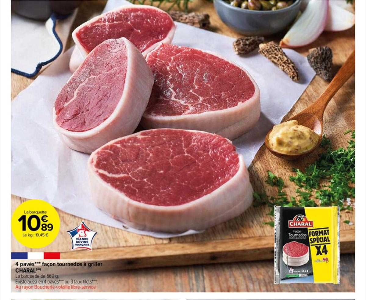 4 pavés façon tournedos à griller charal