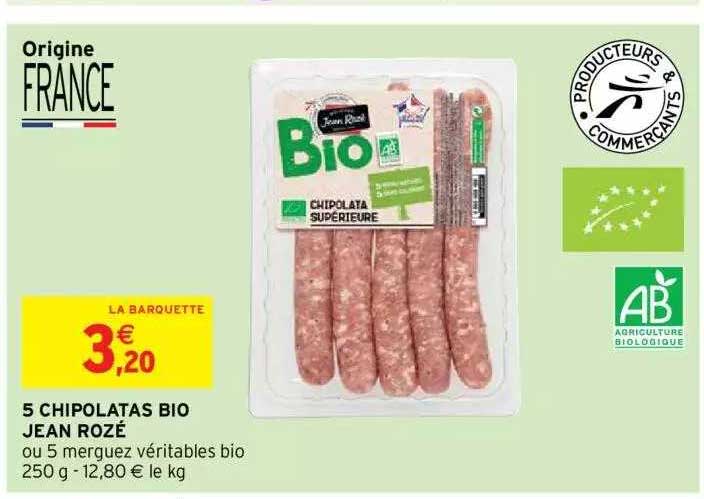 5 Chipolatas Bio Jean Rozé