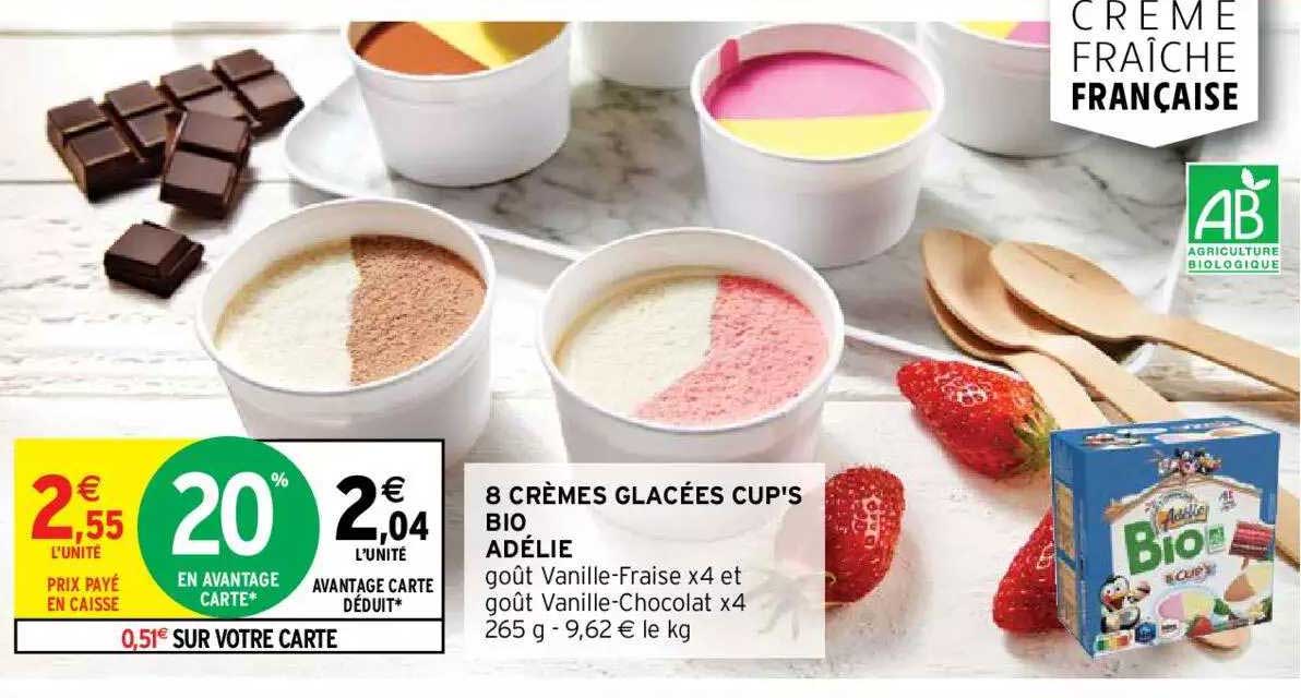 8 Crèmes Glacées Cup's Bio Adélie
