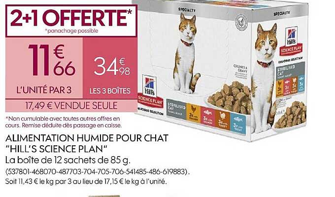 alimentation humide pour chat "hill's science plan'