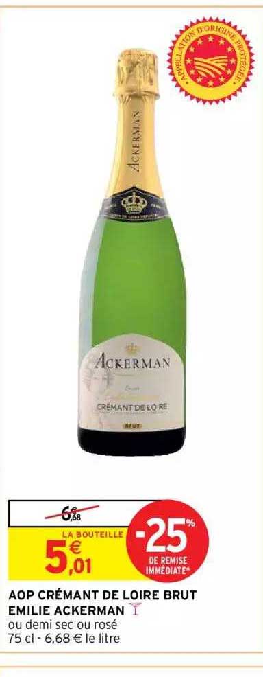 aop crémant de loire brut emilie ackerlan -25% de remise immédiate
