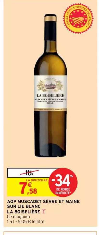 aop muscadet sèvre et maine sur lie blanc la boiselière -34% de remise immédiate