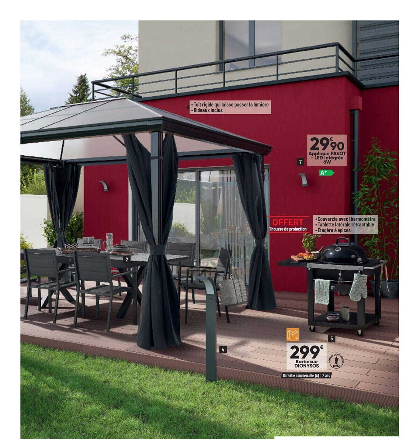 applique pavot - led integrée 6w barbecue dionysos