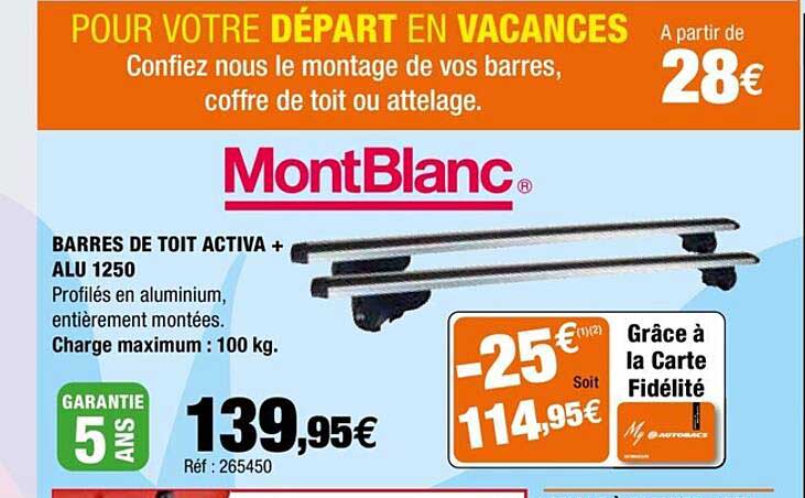 barres de toit activa + alu 1250 montblanc