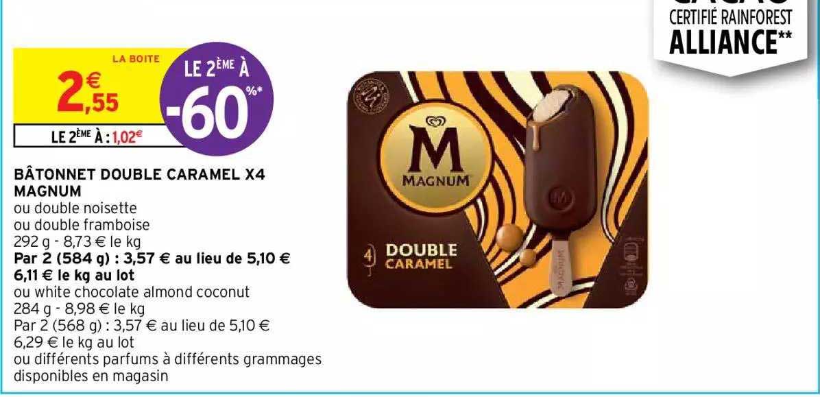 Bâtonnet Double Caramel X4 Magnum