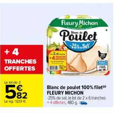 blanc de poulet 100% filet fleury michon