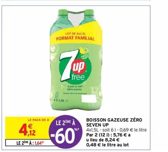 boisson gazeuse zéro seven up le 2ème à -60%
