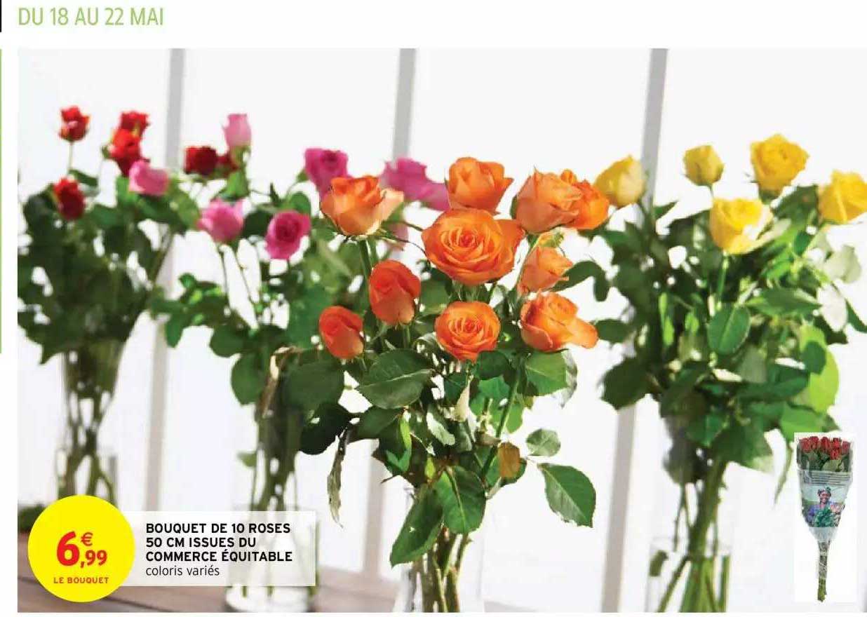 bouquet de 10 roses 50 cm issues du commerce équitable